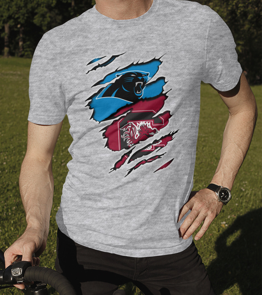 Panthers Gamecocks Team Spirit Claw Marks Logo Fusion T-Shirt
