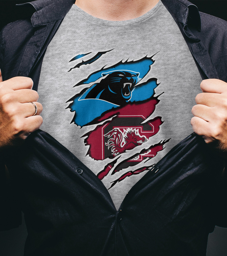 Panthers Gamecocks Team Spirit Claw Marks Logo Fusion T-Shirt