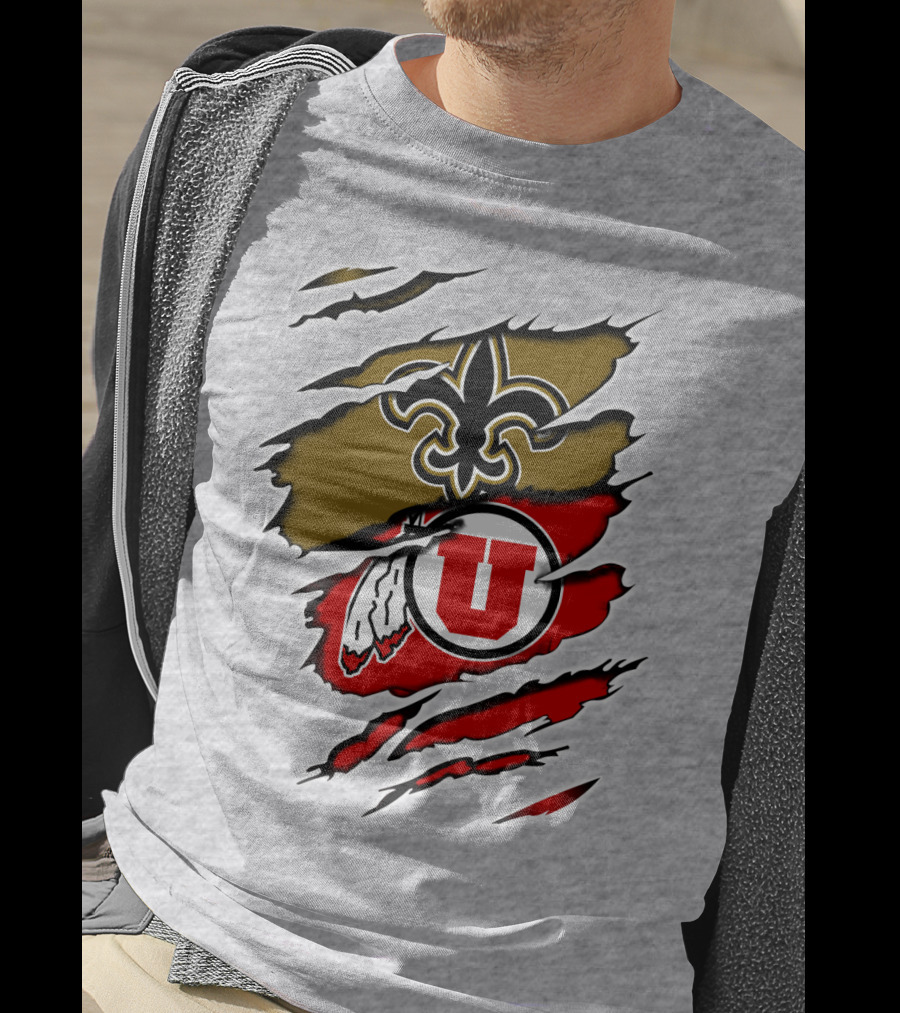 New Orleans Saints Utah Utes Torn Claw T-Shirt