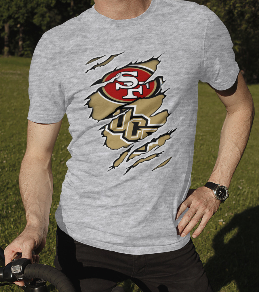 San Francisco 49ers And UCF Knights Torn T-Shirt