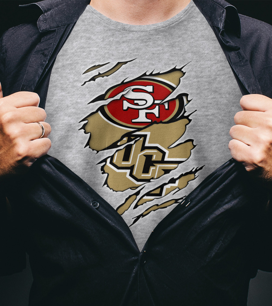 San Francisco 49ers And UCF Knights Torn T-Shirt