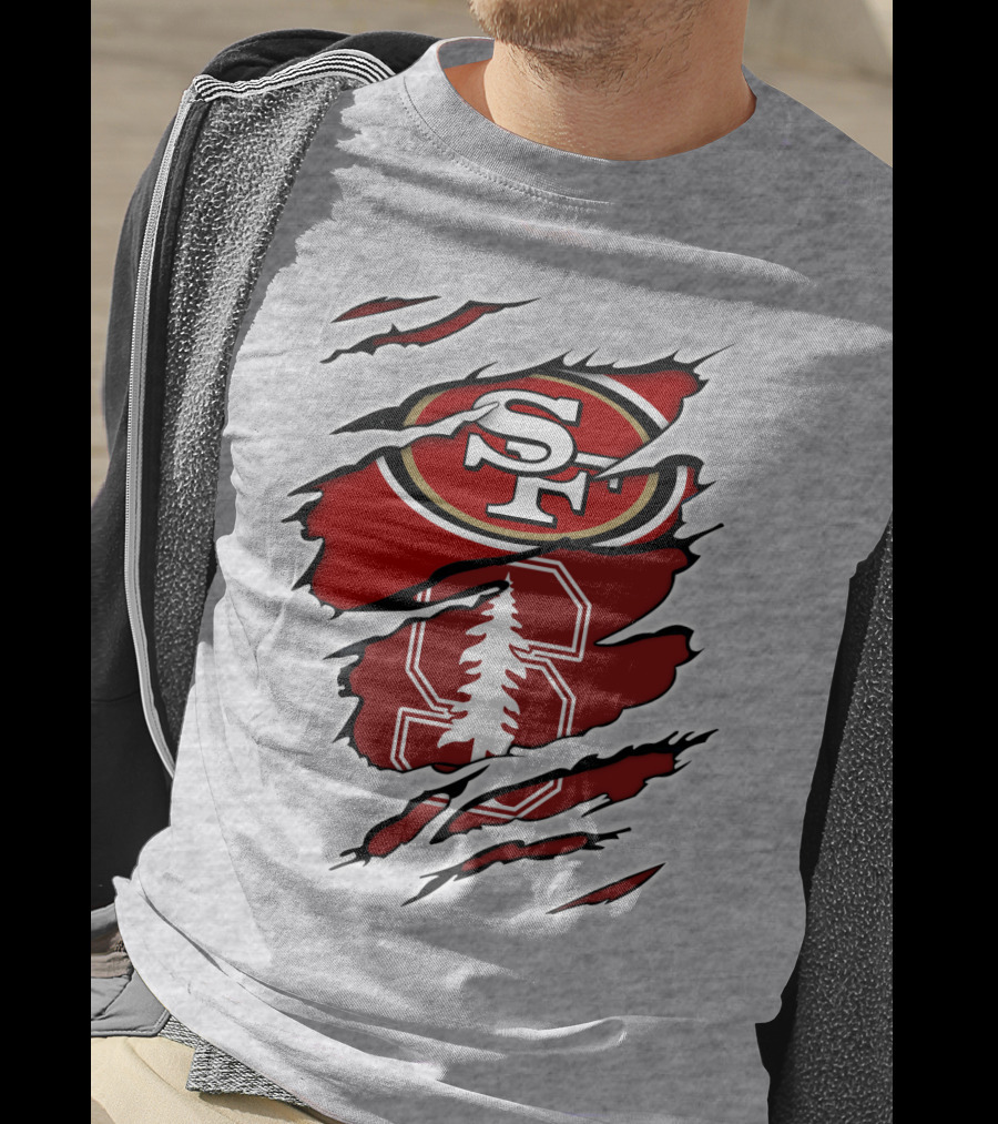 SF 49ers Stanford Cardinal Tree Logo Football T-Shirt