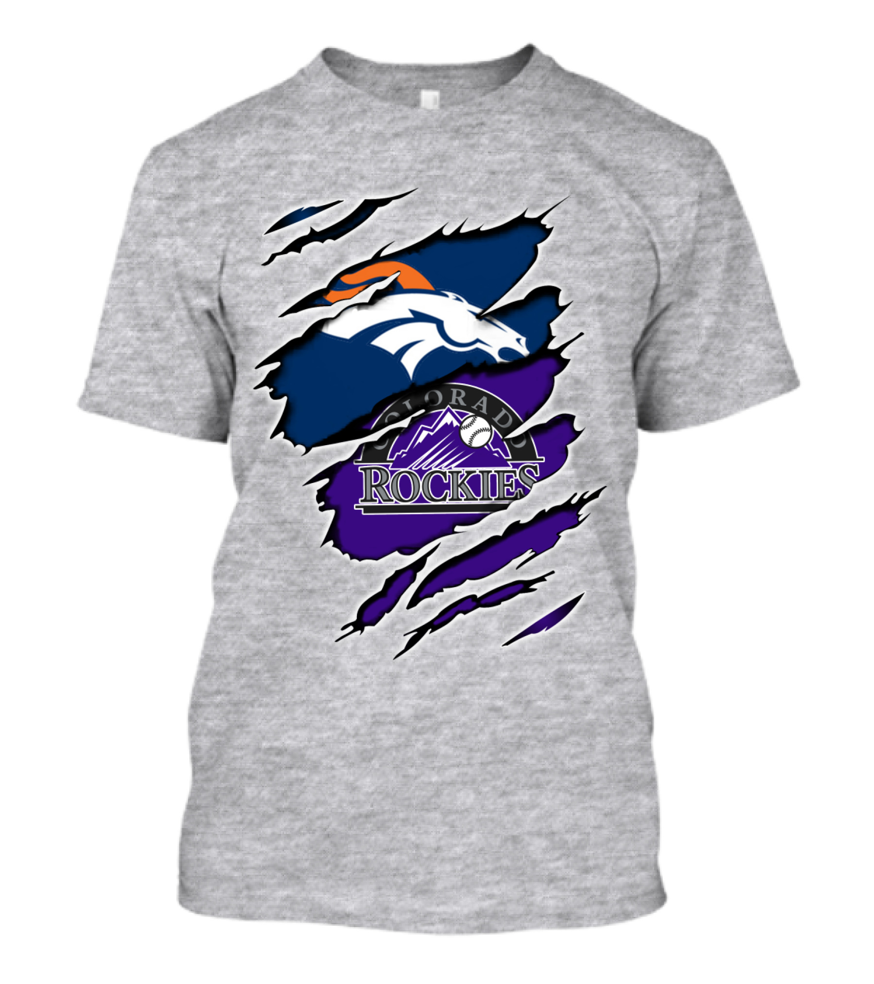 Broncos Rockies Colorado Sports Fan Ripped T-Shirt