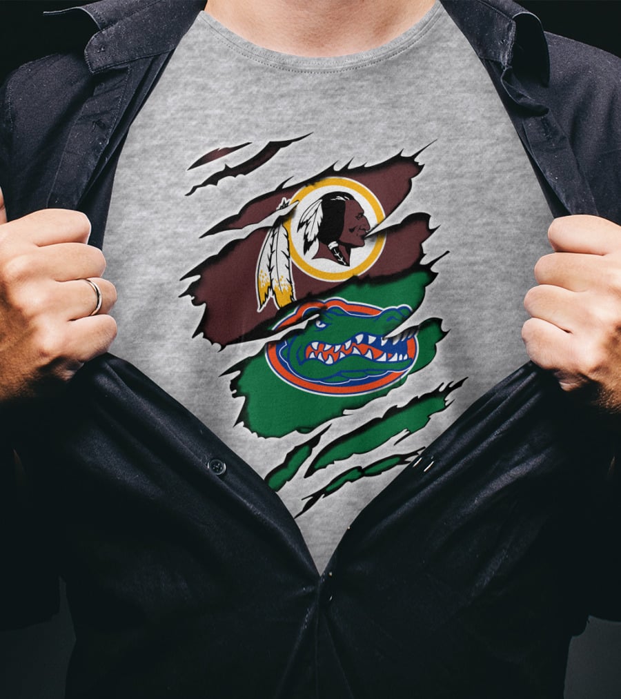Redskins Gators Logos Claw Marks T-Shirt