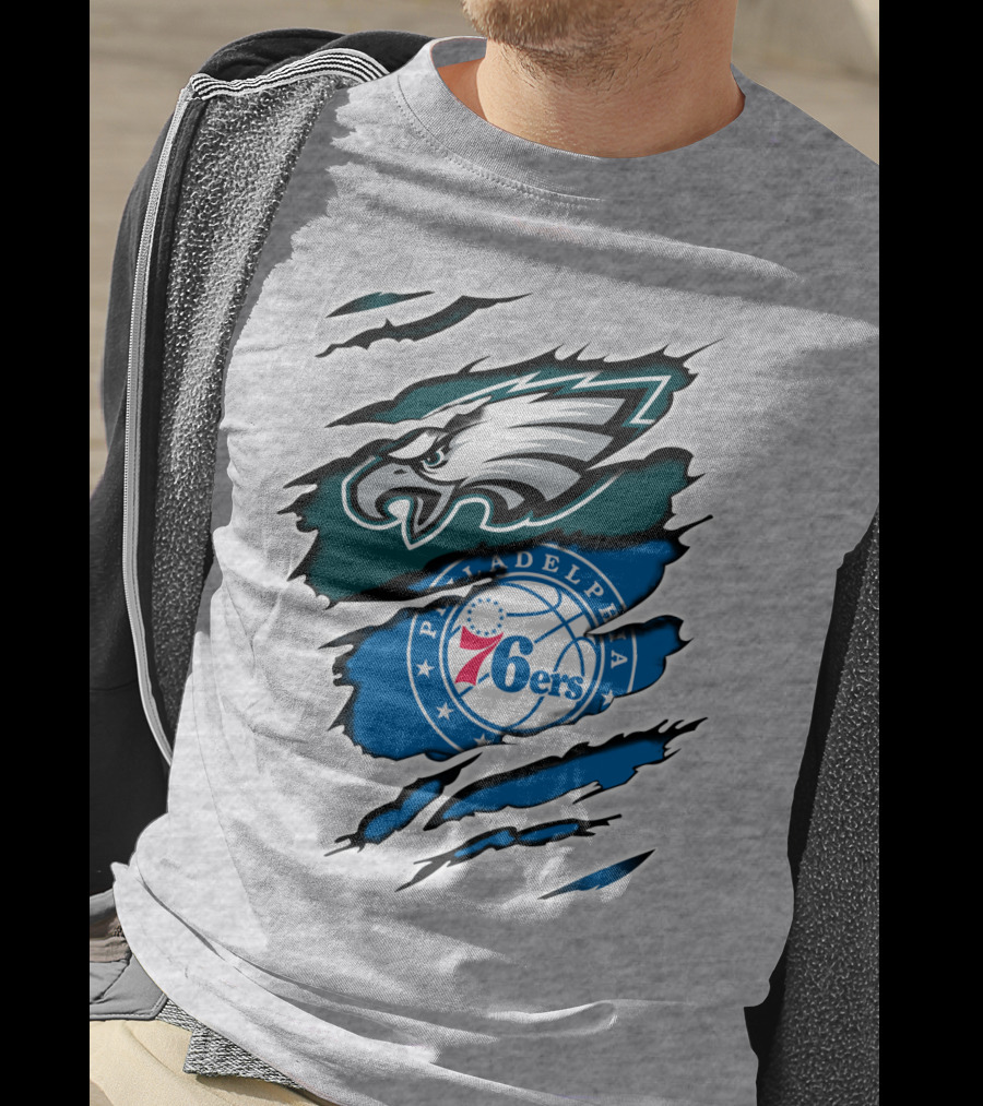 Philadelphia Eagles 76ers Rip Claw T-Shirt