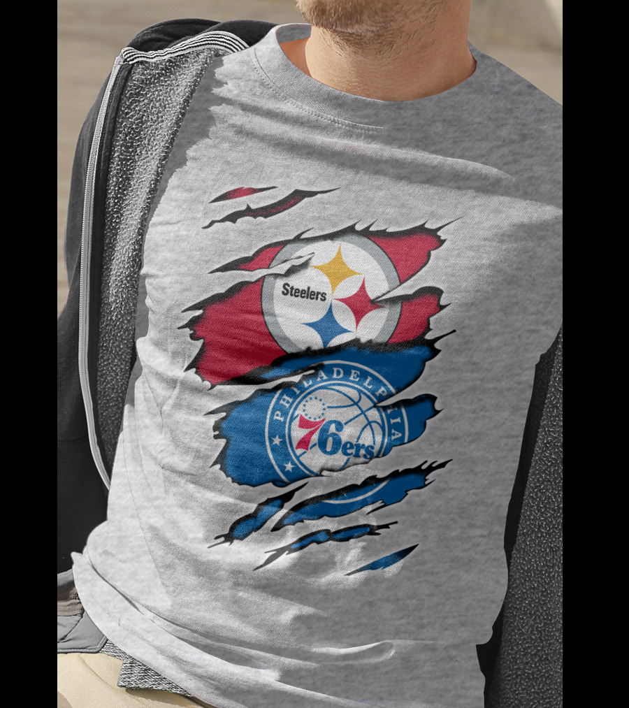 Steelers Philadelphia 76ers Logo Mashup T-Shirt