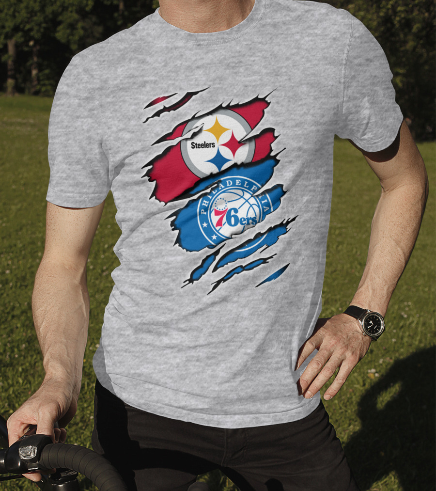 Steelers Philadelphia 76ers Logo Mashup T-Shirt