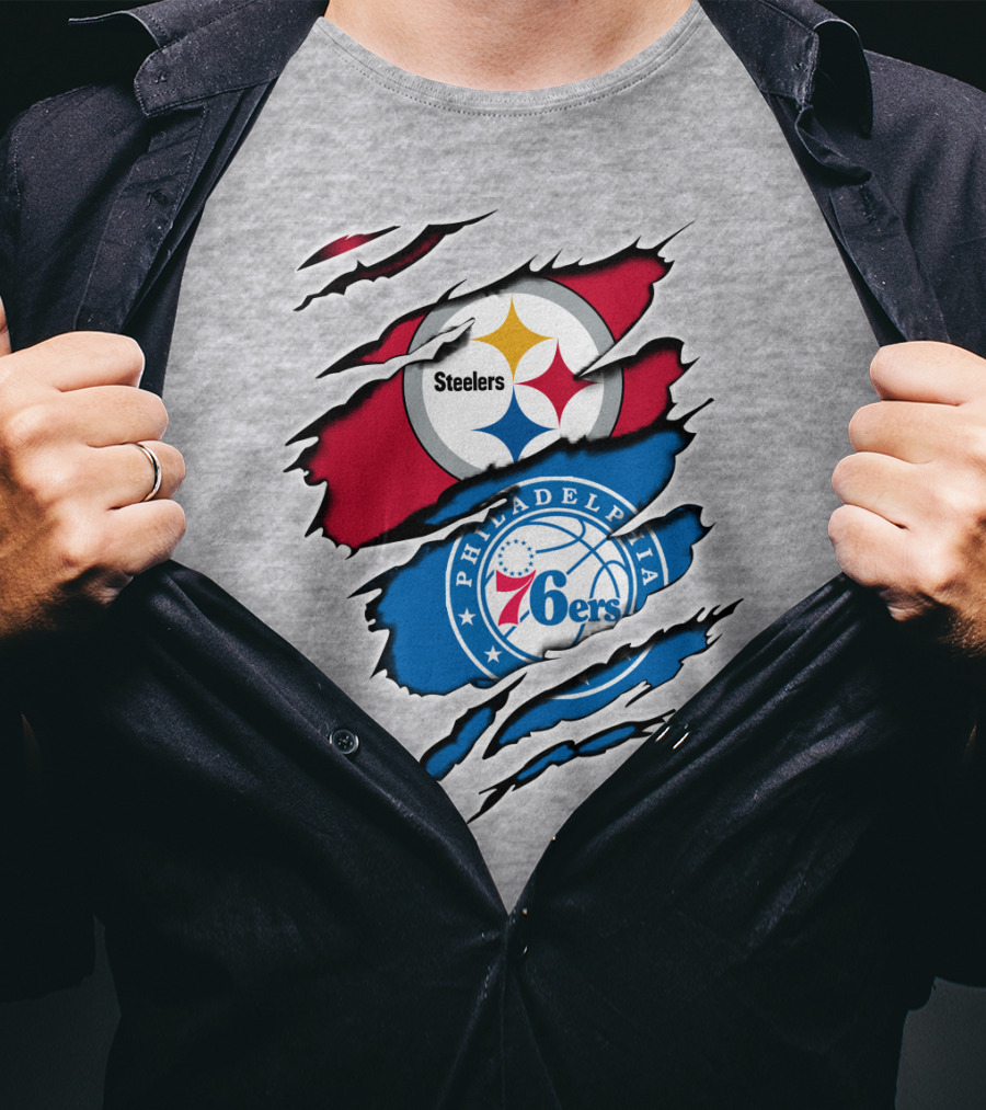 Steelers Philadelphia 76ers Logo Mashup T-Shirt