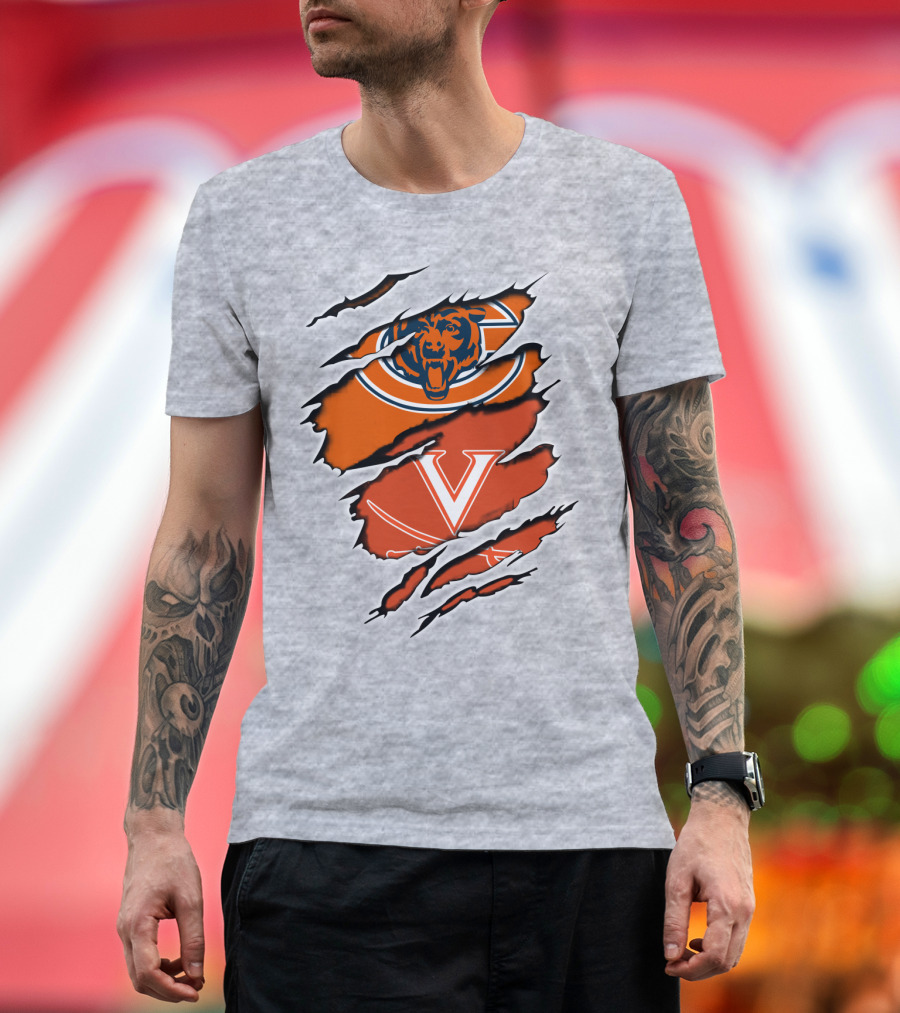 Bears Cavaliers Logo Fusion Football Fan T-Shirt