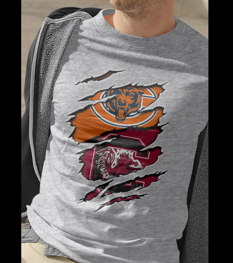 Bears Gamecocks Football Claw Marks Logo Mashup T-Shirt