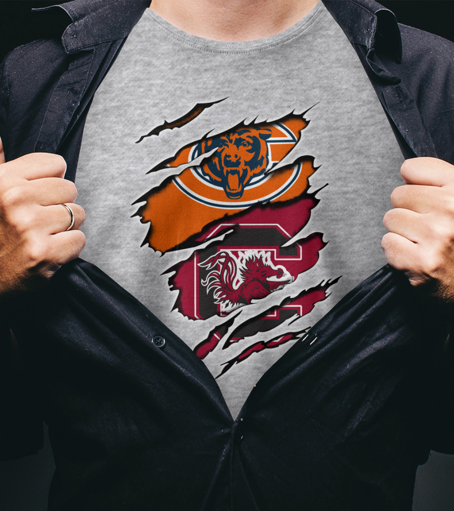 Bears Gamecocks Football Claw Marks Logo Mashup T-Shirt