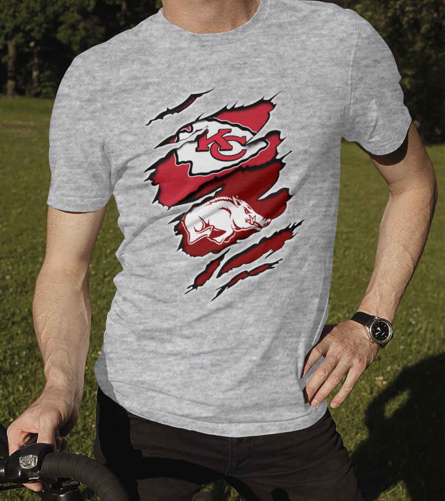 Kansas City Chiefs Arkansas Razorbacks Claw Rip Fusion T-Shirt