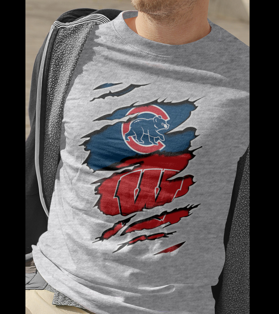 Cubs Wisconsin Logo And Badgers Logo Combo T-Shirt