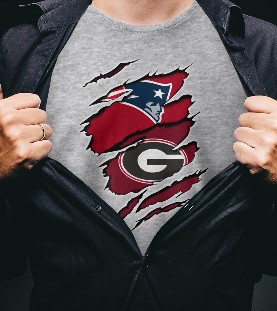 Patriots Bulldogs New England Georgia Fans Mashup T-Shirt