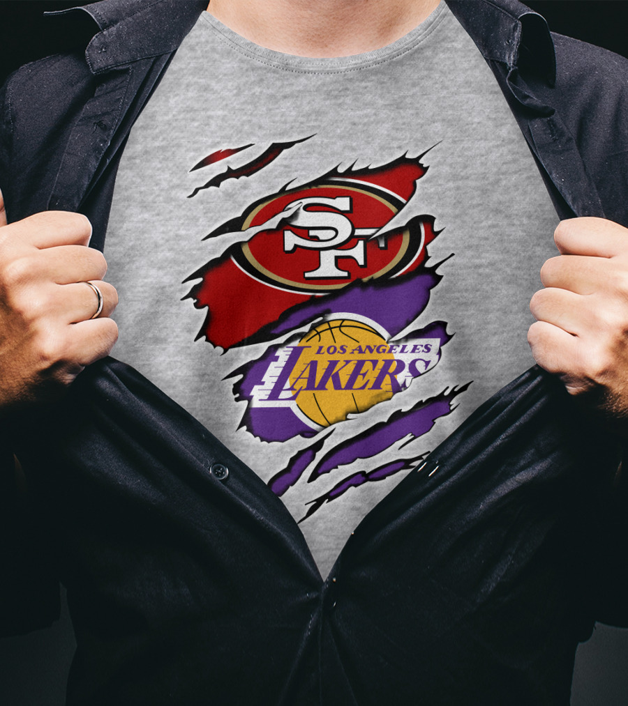 49ERS SF Los Angeles Lakers Logo Mashup T-Shirt