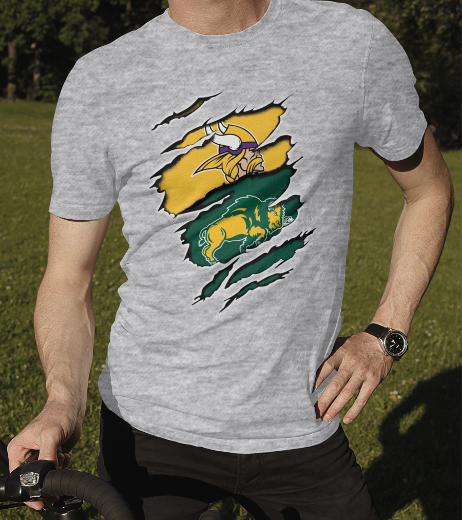 Vikings Logo With Bison Imagery Dakota T-Shirt