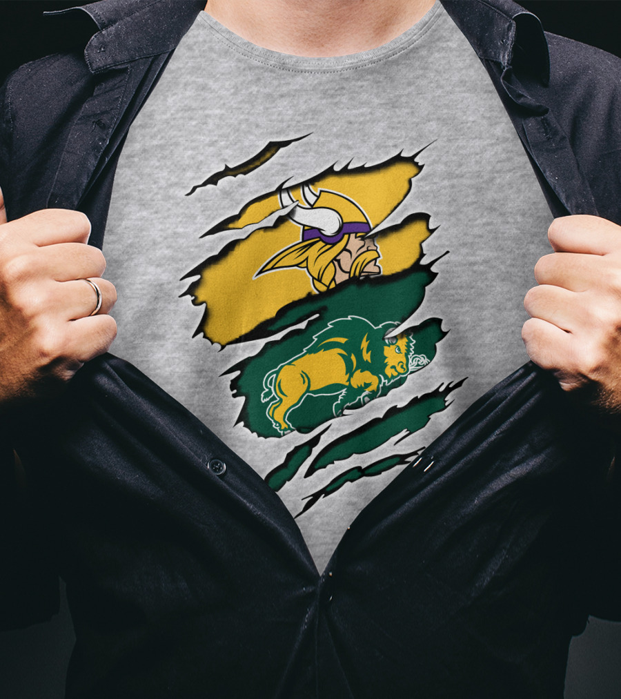 Vikings Logo With Bison Imagery Dakota T-Shirt