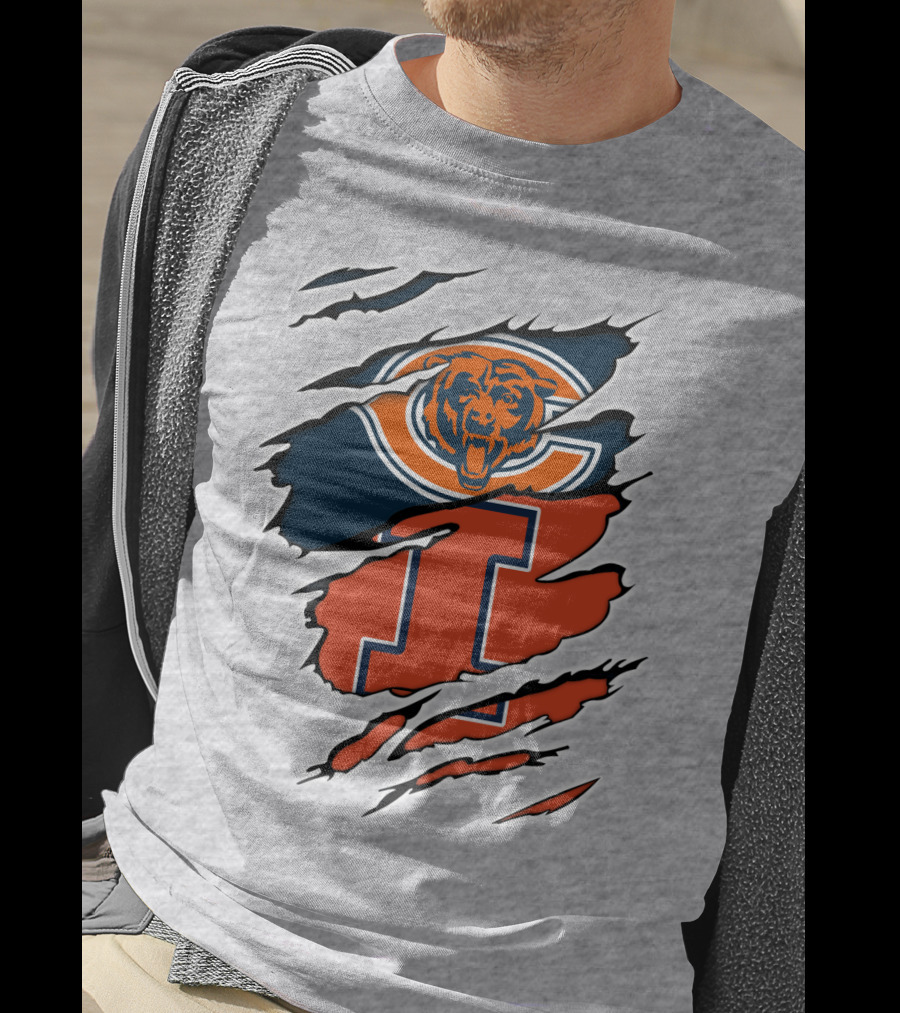 Chicago Bears Illinois Fighting Illini Fan Logo Mashup T-Shirt