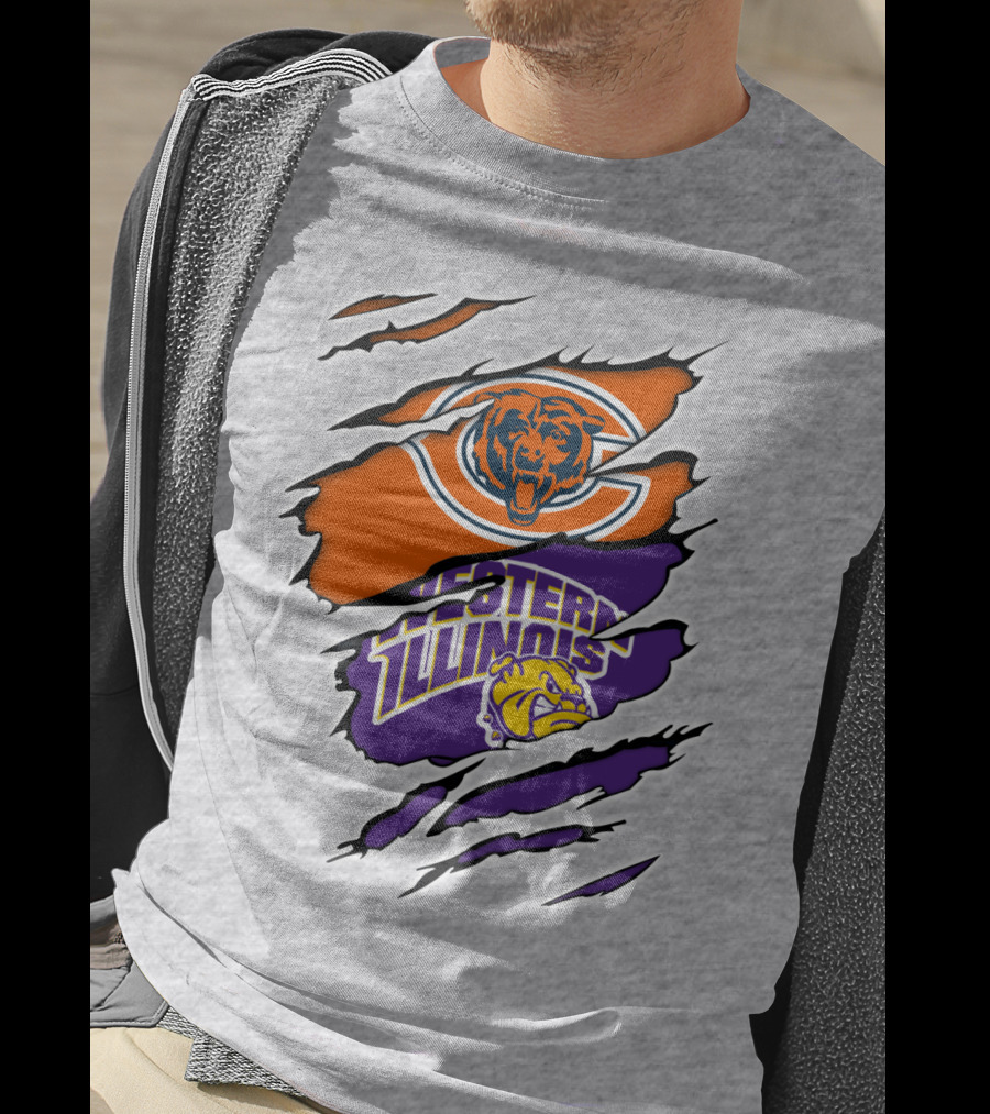 Chicago Bears Western Illinois Leathernecks Claw Marks T-Shirt