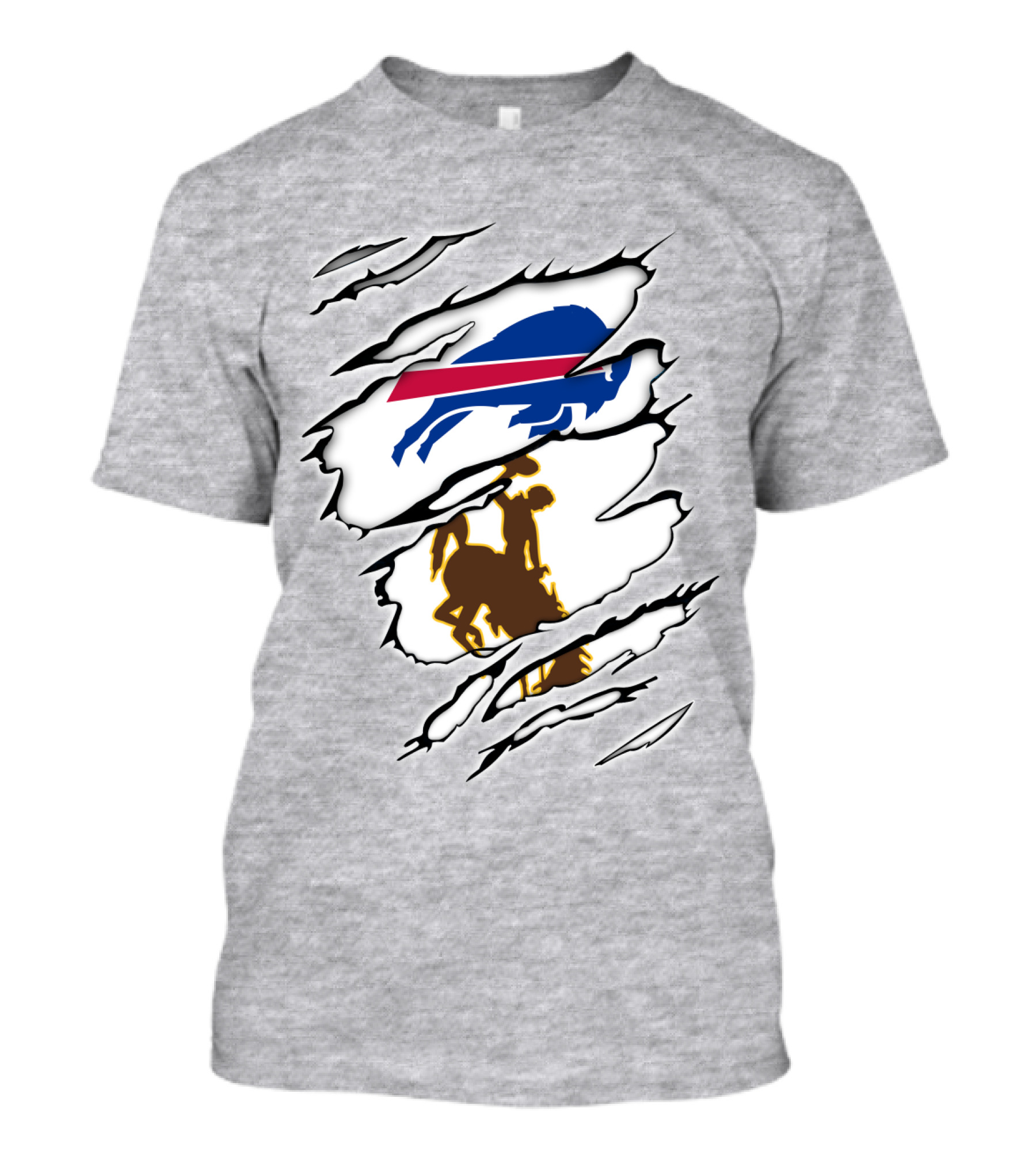 Wyoming Cowboy And Buffalo Emblem Fusion T-Shirt