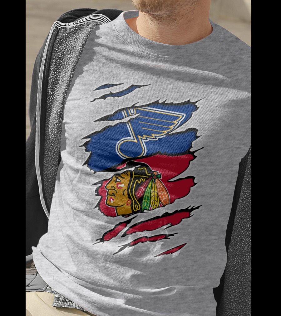 Blues Blackhawks Rivalry Team Clash Logo Fan Gear T-Shirt