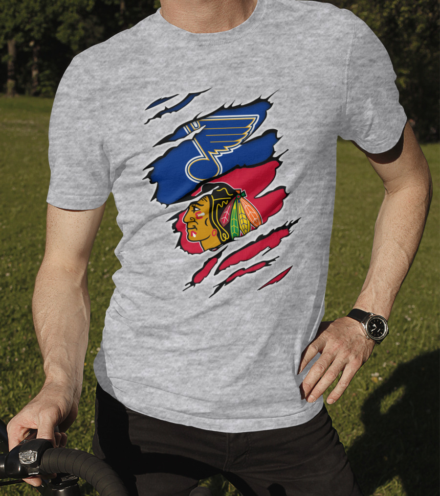 Blues Blackhawks Rivalry Team Clash Logo Fan Gear T-Shirt