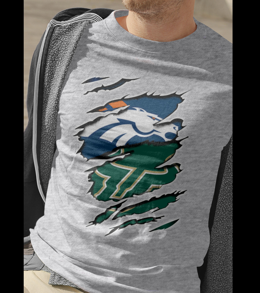 Broncos Bulls Logo Combination Tear T-Shirt