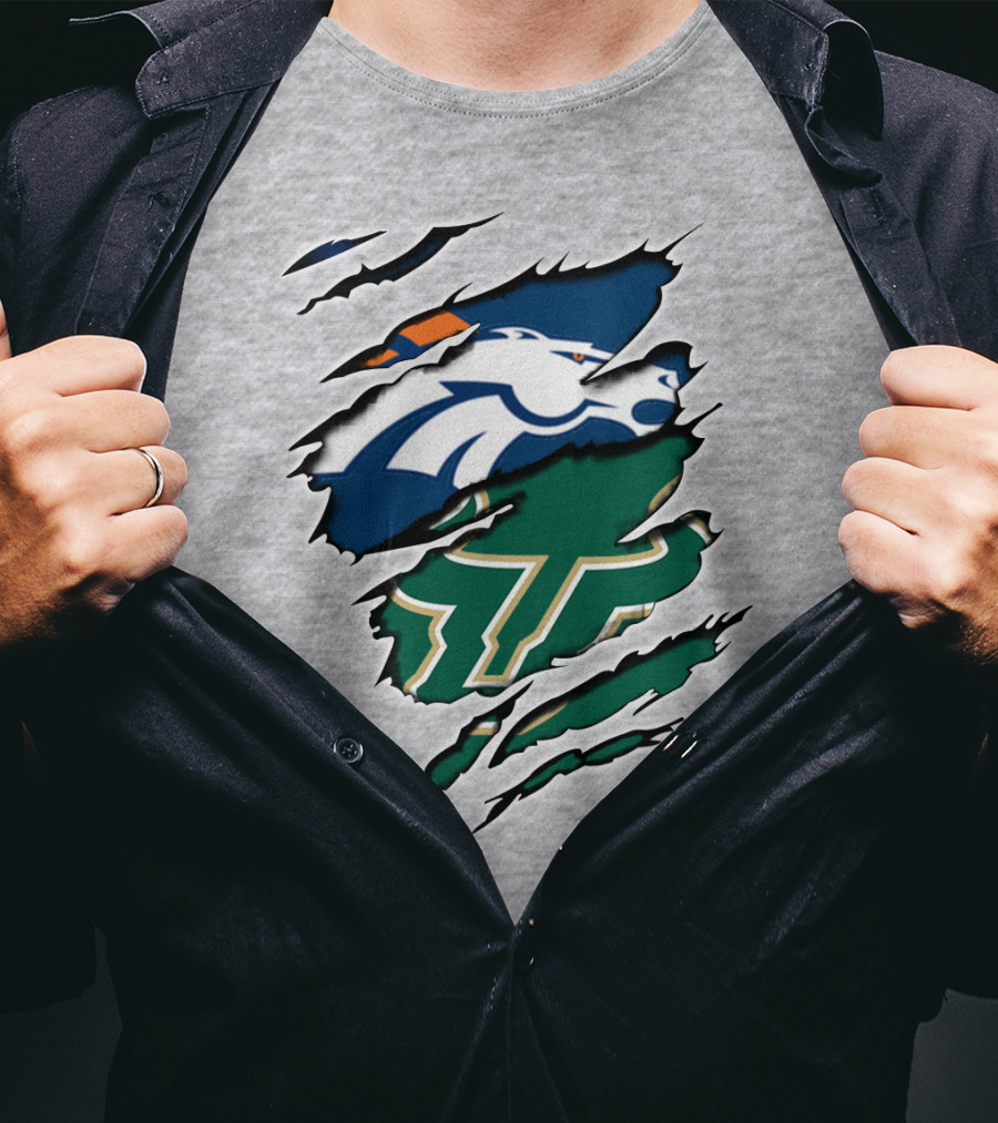 Broncos Bulls Logo Combination Tear T-Shirt
