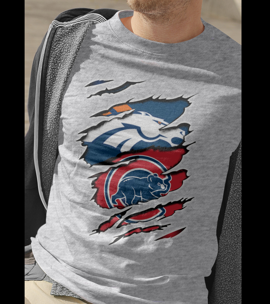 Broncos Cubs Scratching Logos Fusion T-Shirt