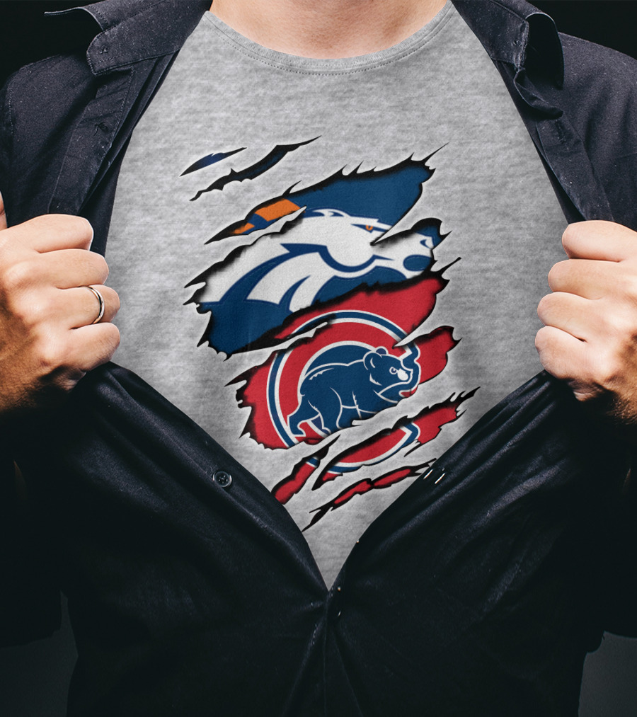 Broncos Cubs Scratching Logos Fusion T-Shirt