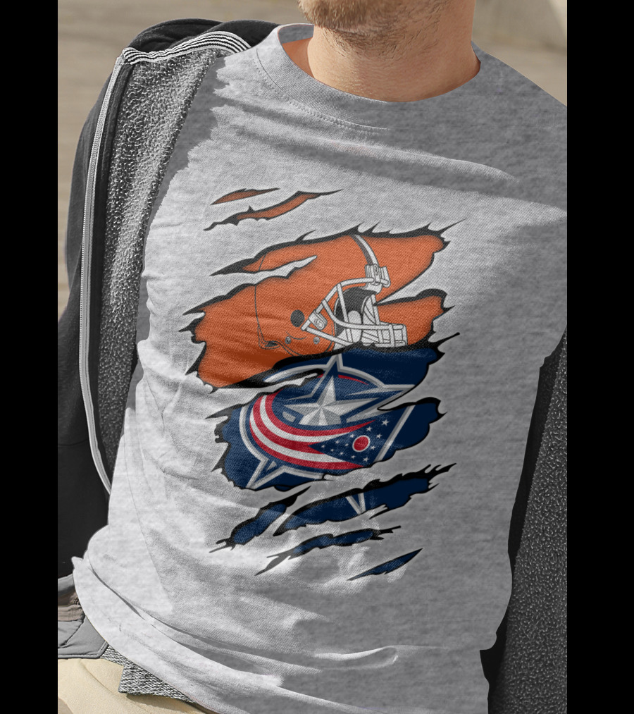 Cleveland Browns Columbus Blue Jackets Crossover T-Shirt