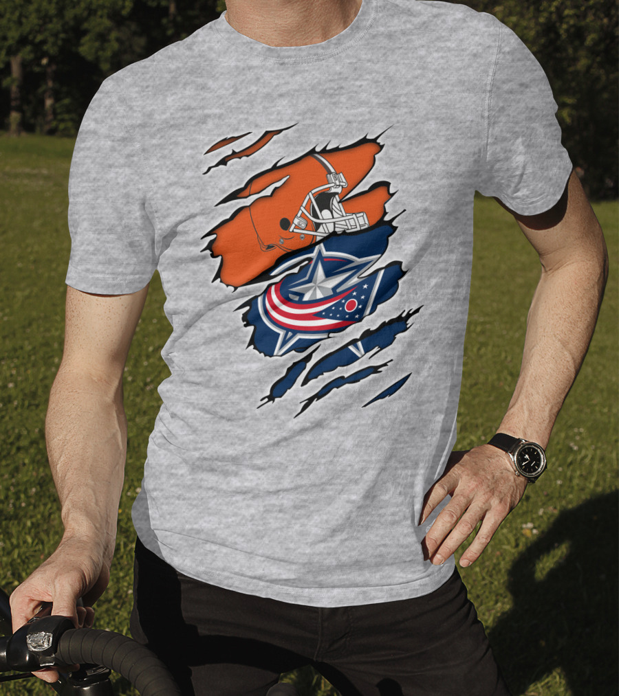 Cleveland Browns Columbus Blue Jackets Crossover T-Shirt