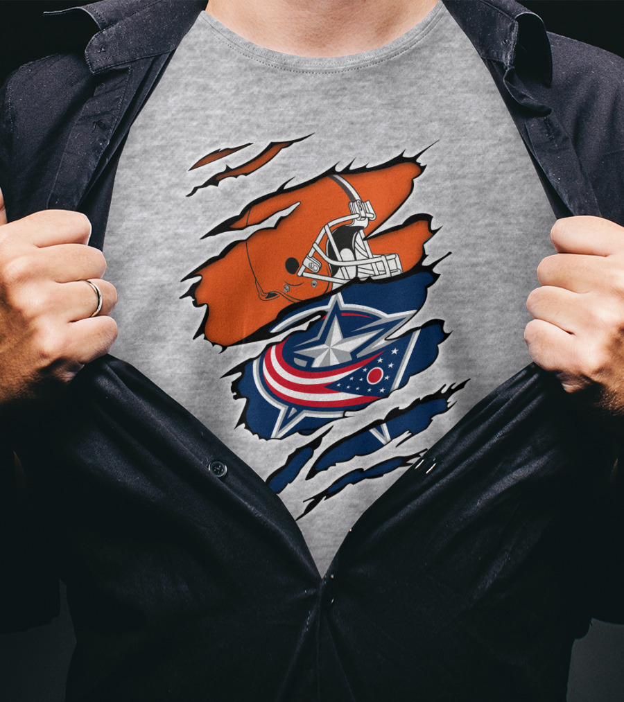 Cleveland Browns Columbus Blue Jackets Crossover T-Shirt