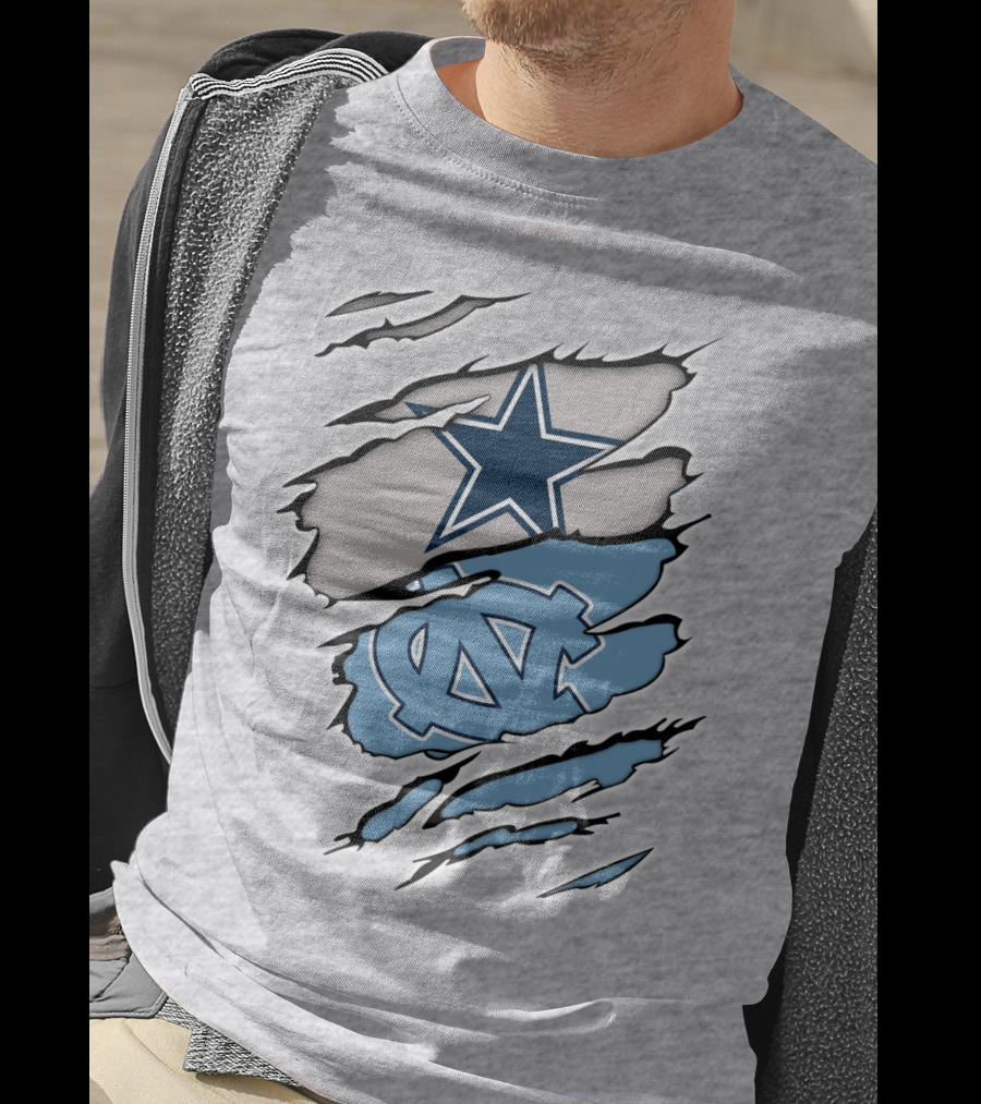 Dallas Cowboys UNC Tar Heels Rip Claw Marks T-Shirt