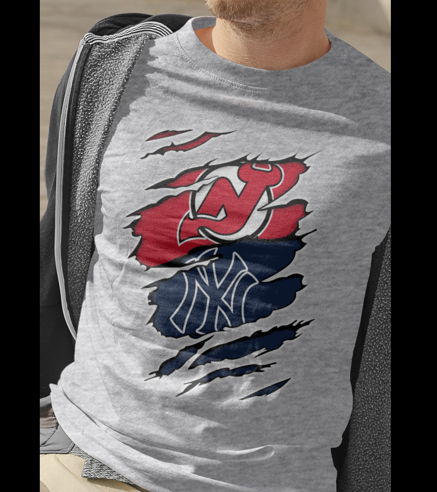 New Jersey Devils New York Yankees Fan Crossover T-Shirt