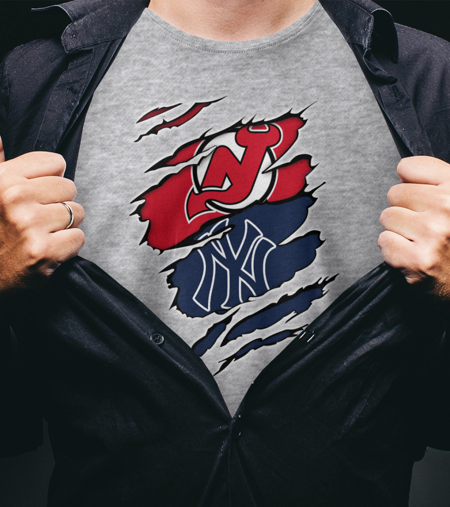 New Jersey Devils New York Yankees Fan Crossover T-Shirt