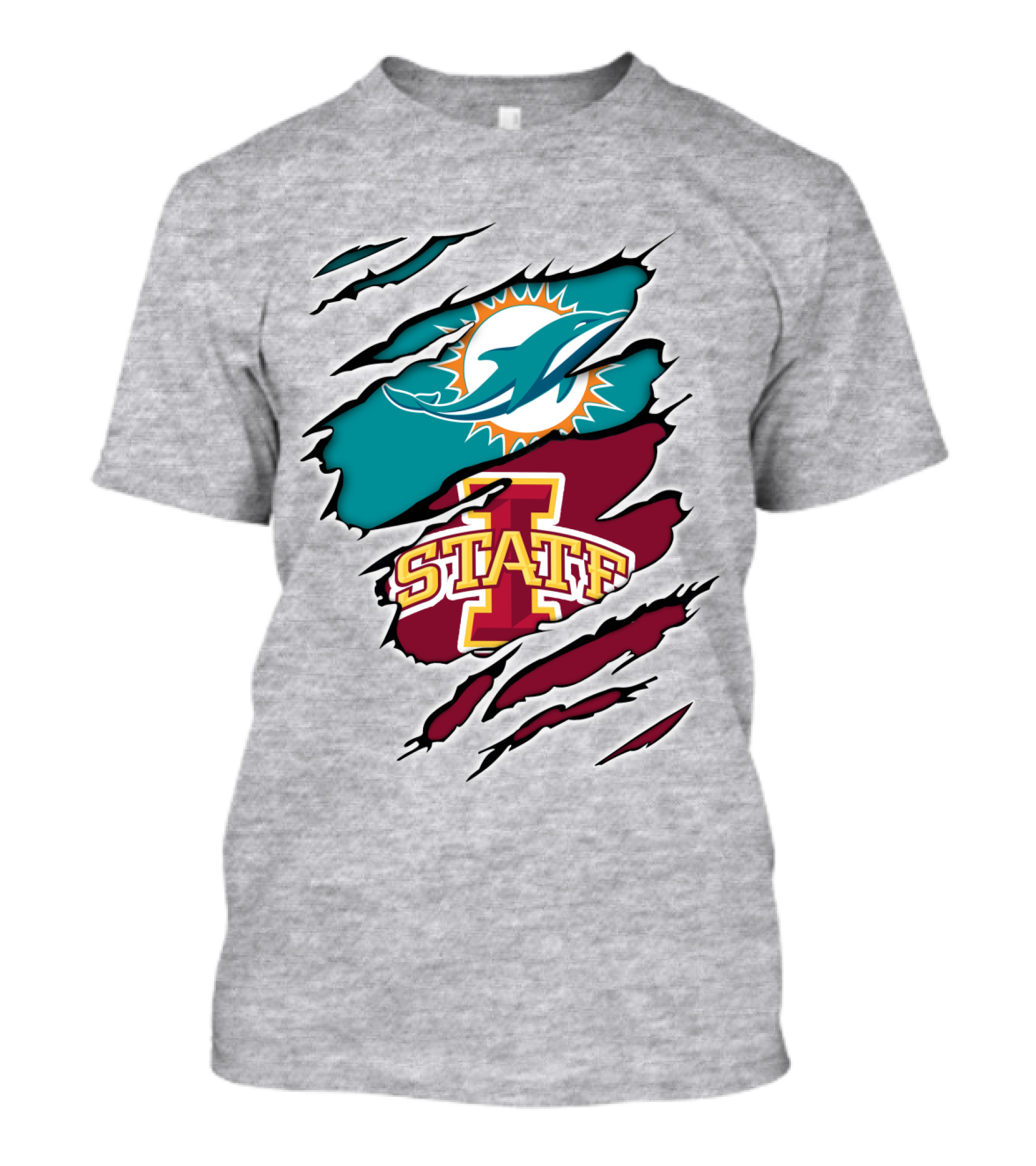 Dolphins Miami Logo Iowa State Cyclones Tear T-Shirt
