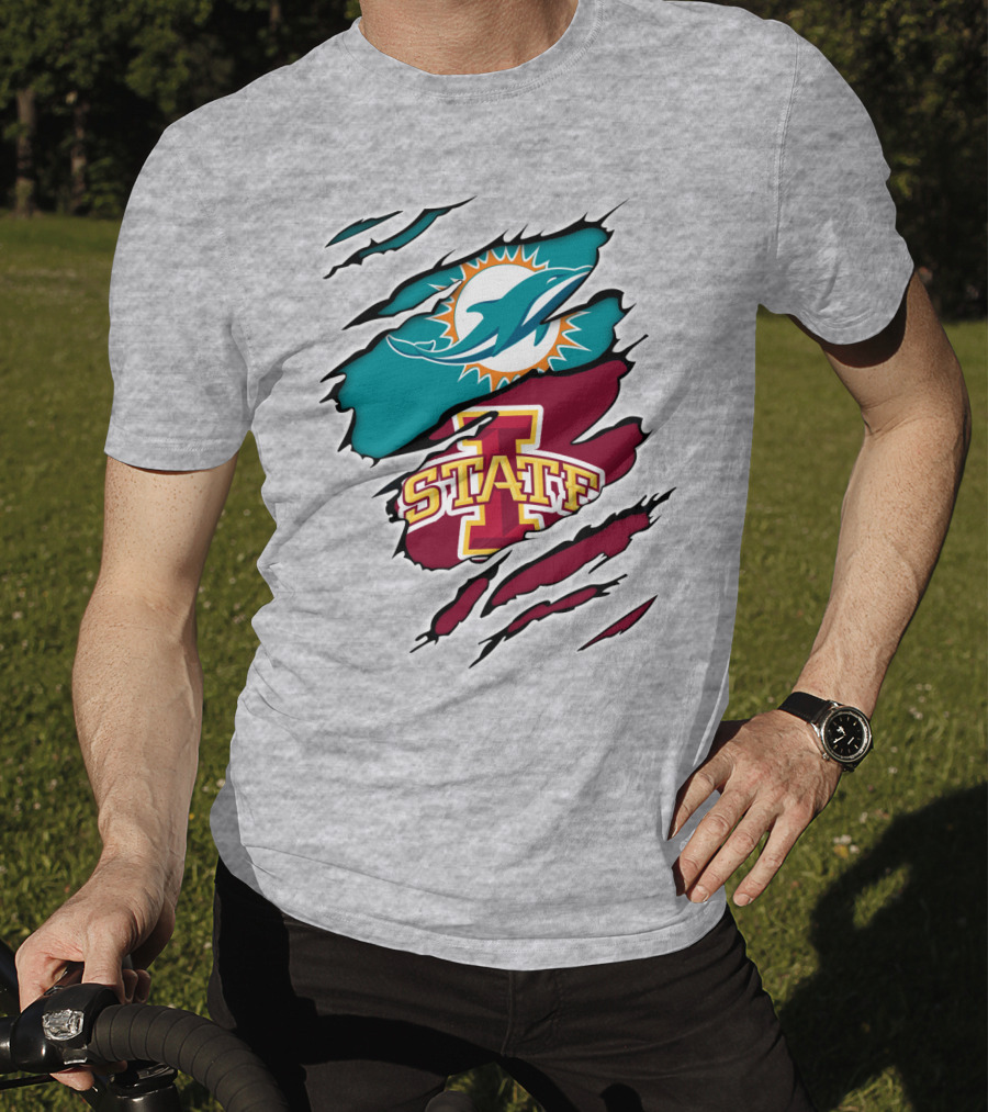 Dolphins Miami Logo Iowa State Cyclones Tear T-Shirt