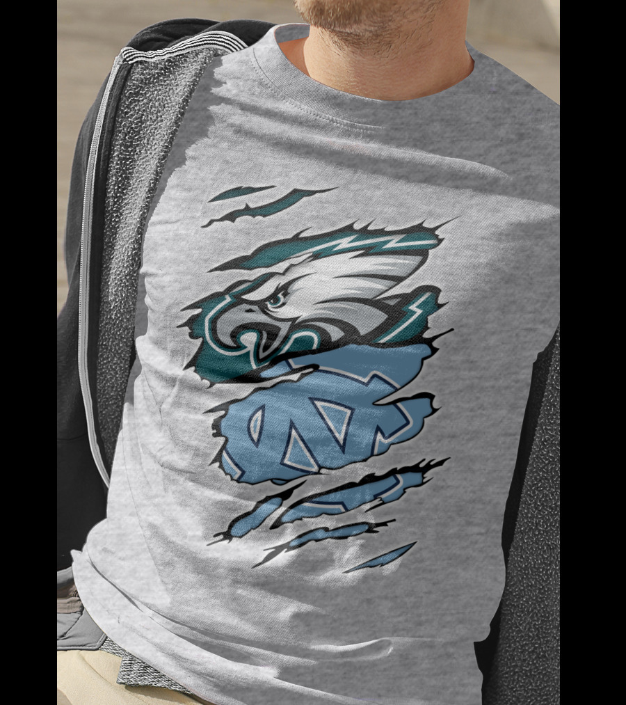 Philadelphia Eagles North Carolina Tar Heels Logo Fusion T-Shirt