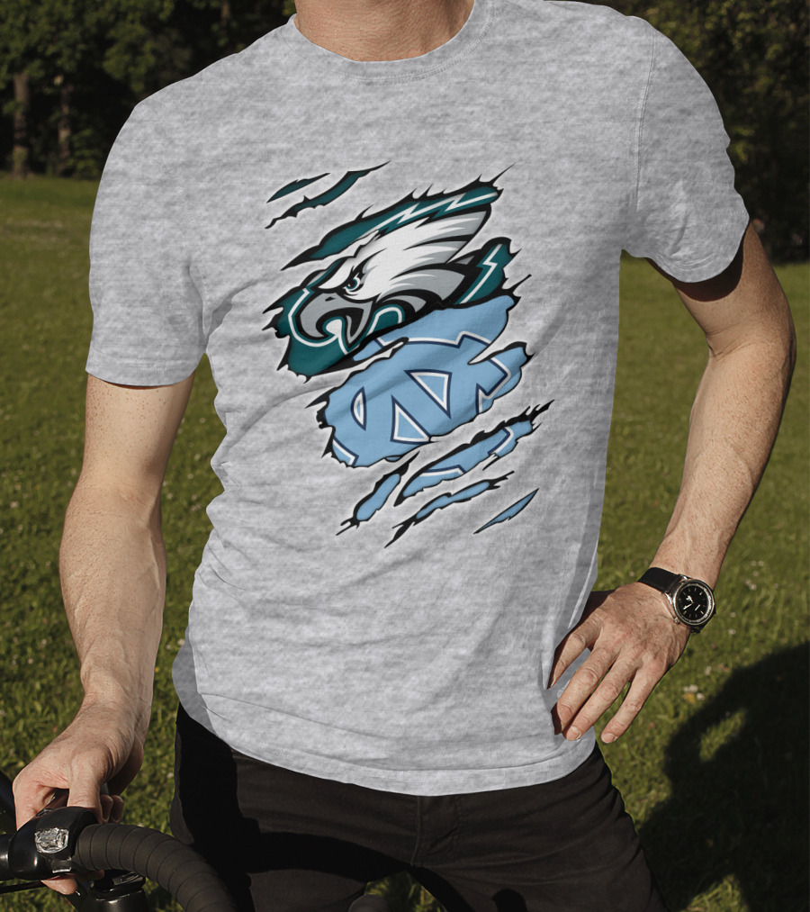 Philadelphia Eagles North Carolina Tar Heels Logo Fusion T-Shirt