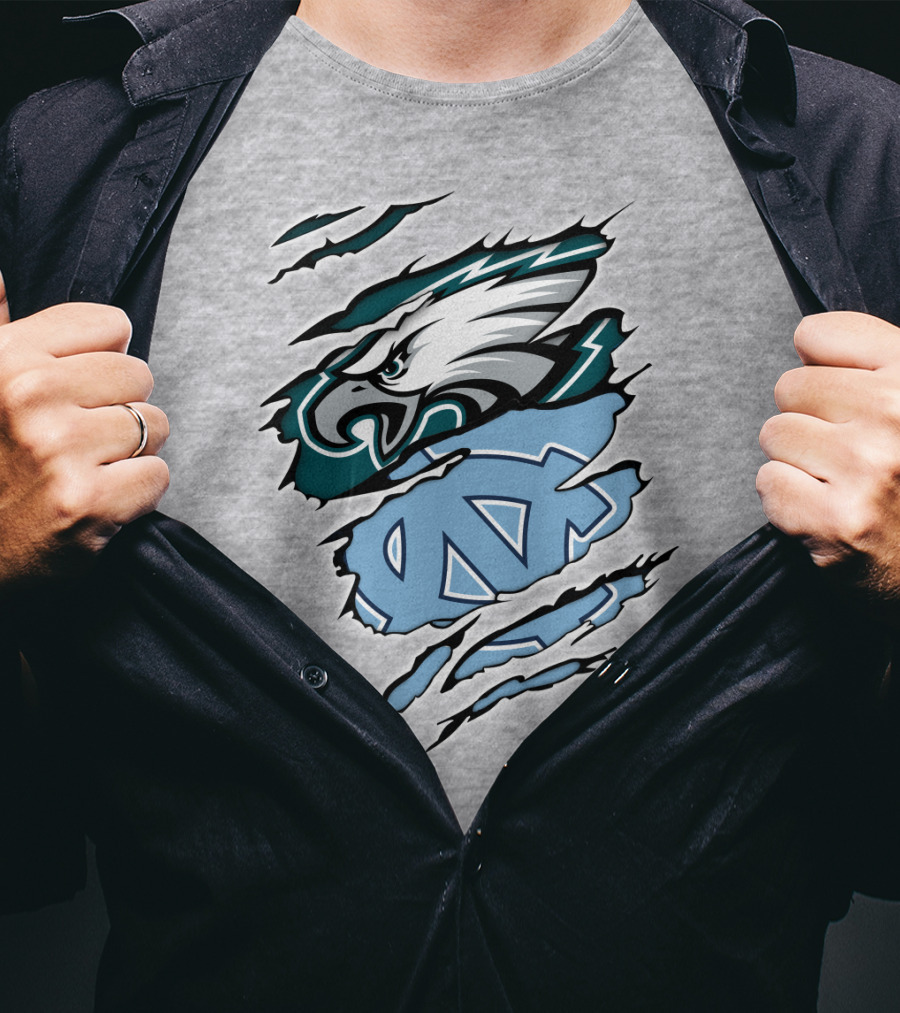 Philadelphia Eagles North Carolina Tar Heels Logo Fusion T-Shirt