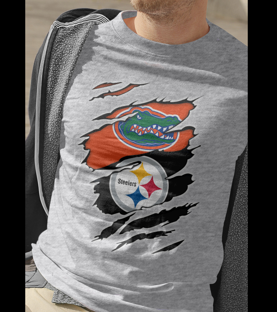 Gators Steelers Florida Football Team Ripped T-Shirt