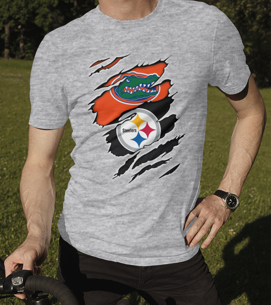 Gators Steelers Florida Football Team Ripped T-Shirt