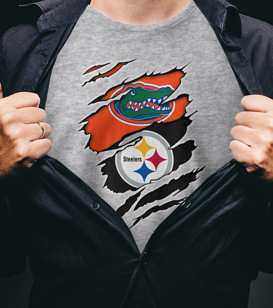 Gators Steelers Florida Football Team Ripped T-Shirt