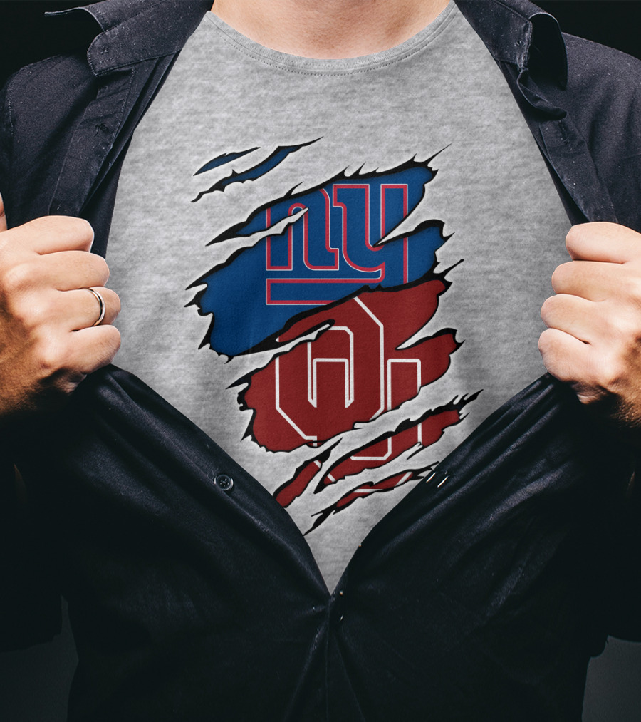 New York Giants OU Oklahoma Football Fusion T-Shirt