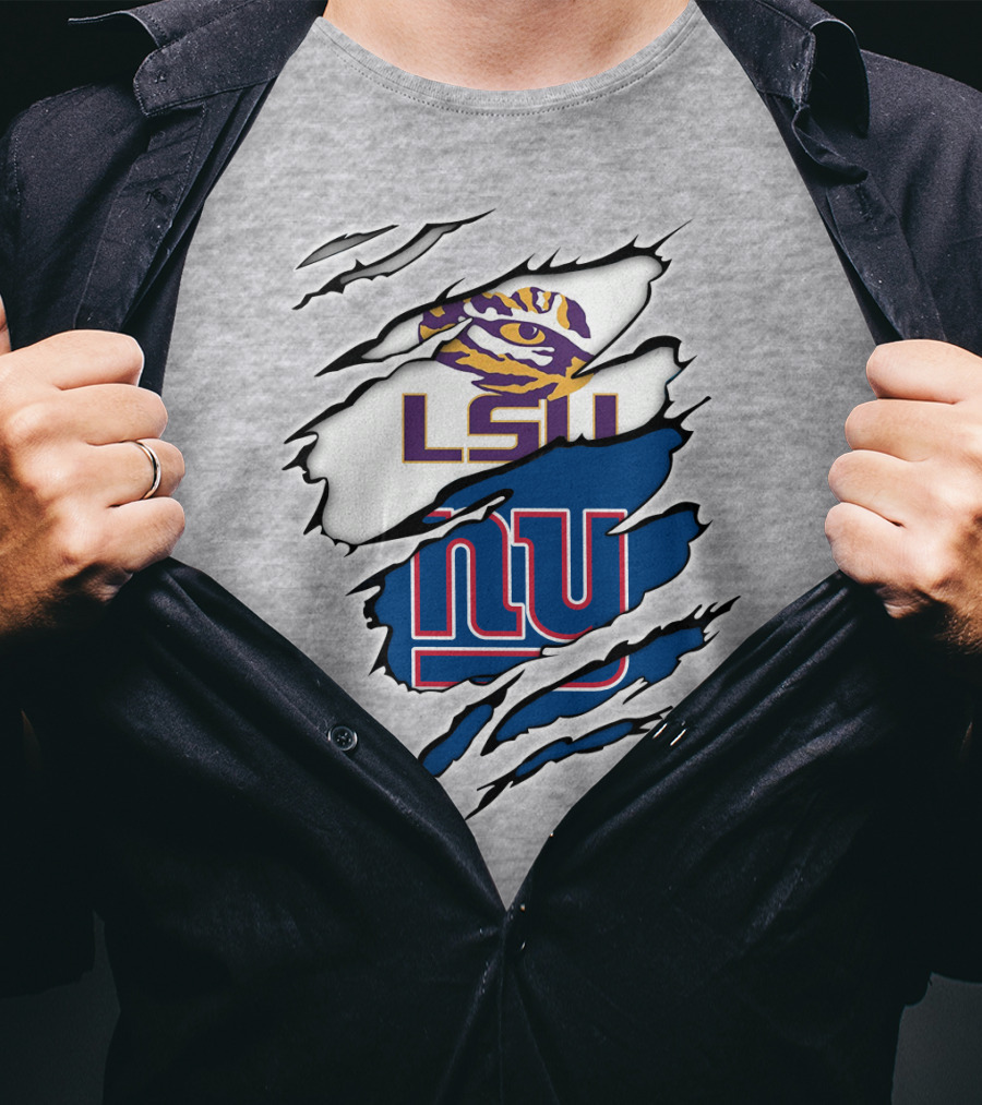 LSU Tigers New York Giants Crossover Tear T-Shirt