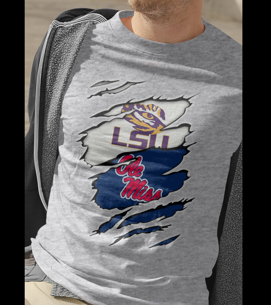 LSU Tigers Ole Miss Rebels Splattered Team T-Shirt