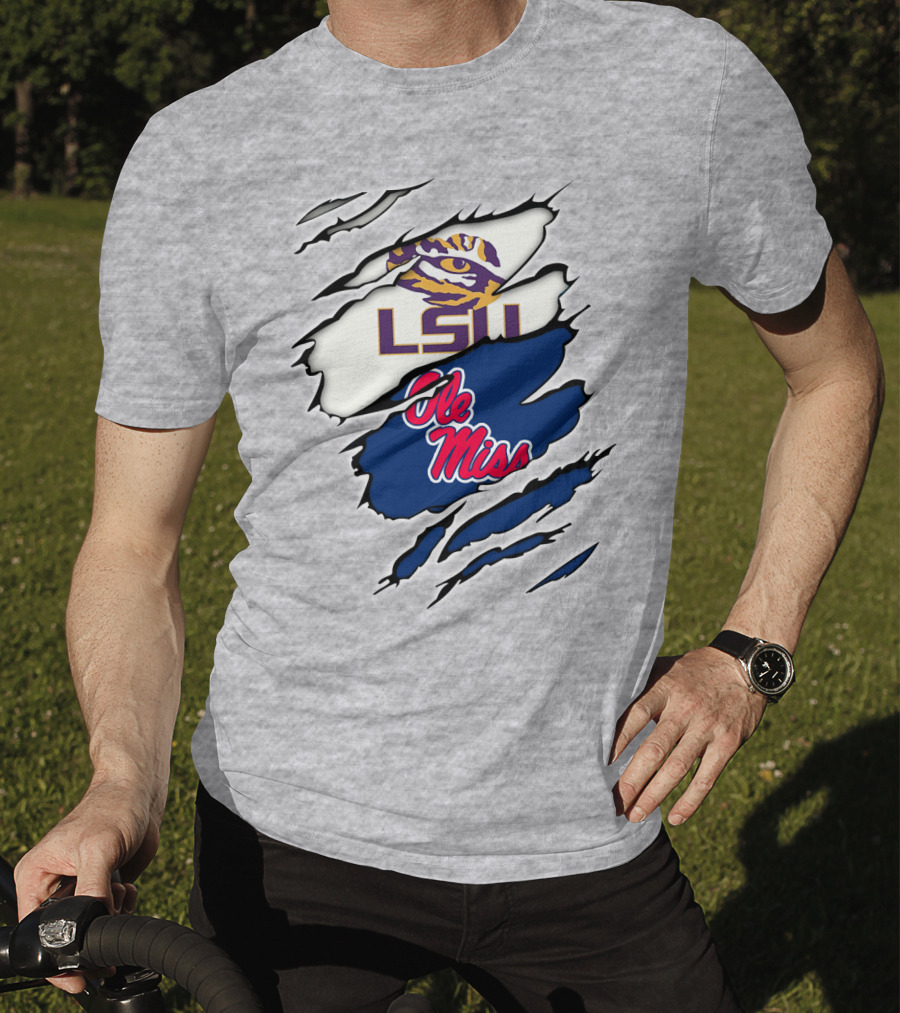 LSU Tigers Ole Miss Rebels Splattered Team T-Shirt