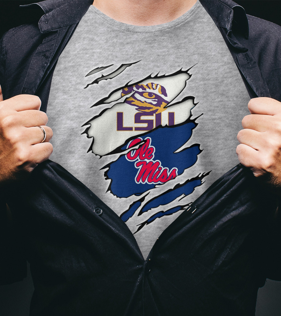 LSU Tigers Ole Miss Rebels Splattered Team T-Shirt