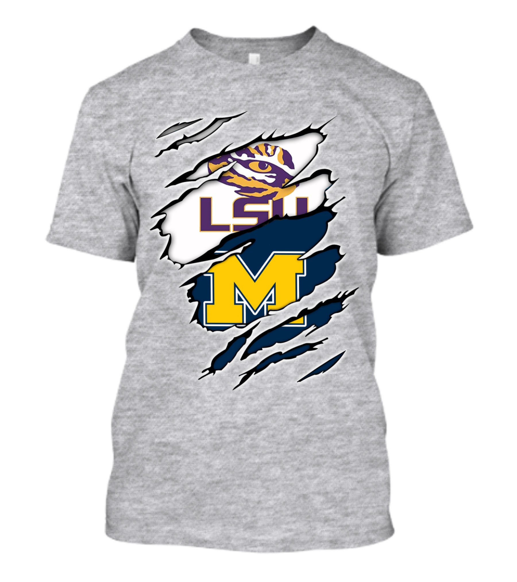 LSU Tigers Michigan Wolverines Claw Logo Mashup T-Shirt